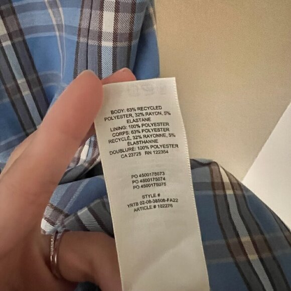 Aritzia Sunday Best Shimmer Blue Plaid Mini Tube Dress In Gerard Azurine US 4  - Picture 6 of 7